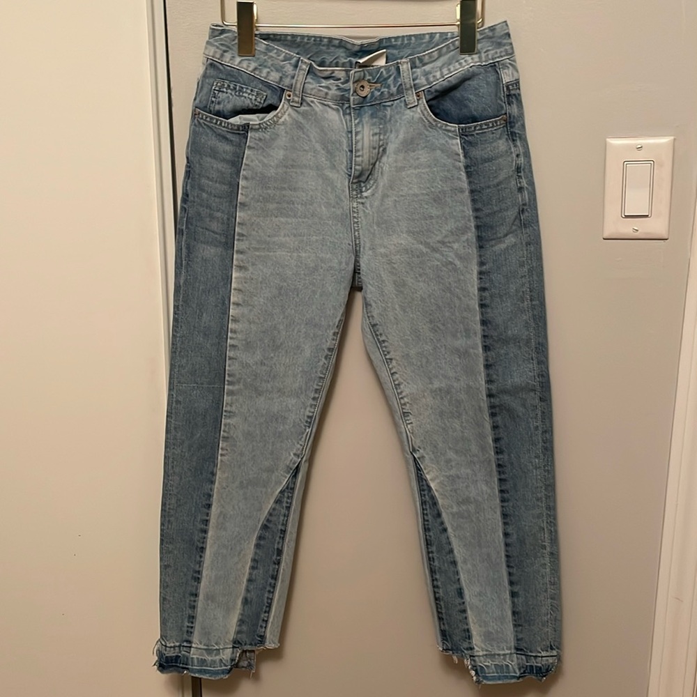 Vetements Two-Tone Light and Medium Blue Ankle Jeans